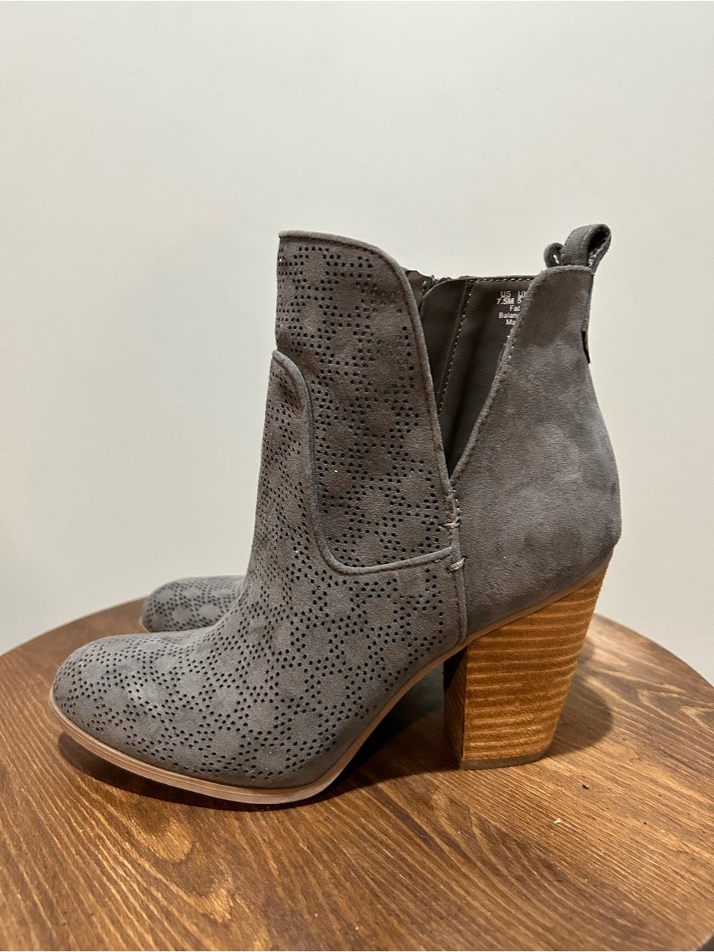 Carlos Santana Gray Suede Perforated Ankle Boots